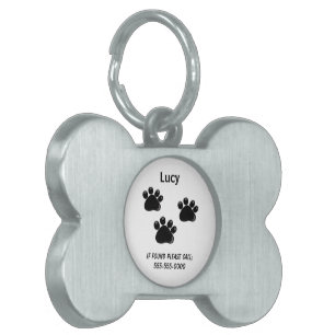 Placa Para Mascotas Etiqueta de mascota Patas Negras Pequeñas