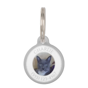 Placa Para Mascotas Etiqueta de mascota redonda de amor mascota / gris