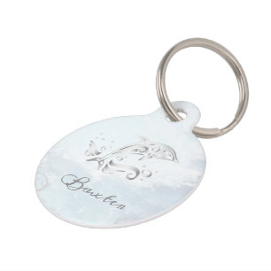 Placa Para Mascotas Etiqueta de mascota redonda de delfín gris