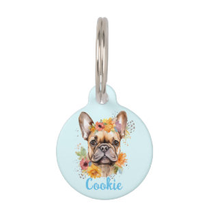 Placa Para Mascotas Etiqueta de mascota redonda de flor de color de ag