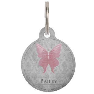 Placa Para Mascotas Etiqueta de mascota redonda de mariposa de color r