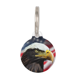 Placa Para Mascotas Etiqueta de mascota redonda patriótica/americana/á