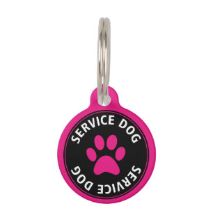 Placa Para Mascotas Etiqueta de mascota rosa de perro de servicio pers