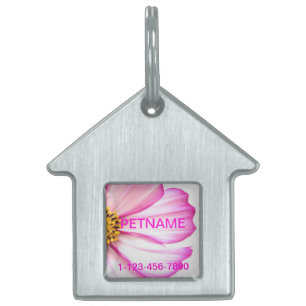 Placa Para Mascotas Etiqueta de mascota rosa floral