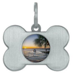 Placa Para Mascotas Etiqueta de mascota Sunset de la Brisa del Golfo e