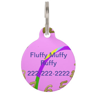 Placa Para Mascotas Etiqueta de mascotas redondeada de magenta rosa pa