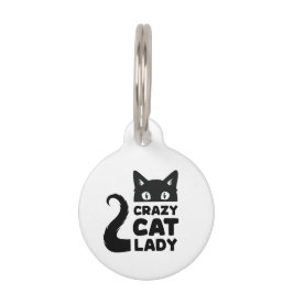Placa Para Mascotas Etiqueta de nombre de dama de gato loco