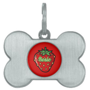 Placa Para Mascotas Etiqueta de nombre de Mascota de icono de fresa