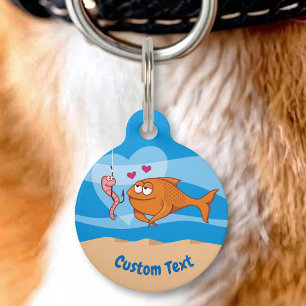 Placa Para Mascotas Etiqueta de nombre de mascota de pescado y cebo en