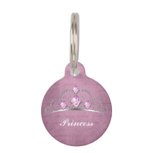 Placa Para Mascotas Etiqueta de nombre de Mascota de Princesa Rosa