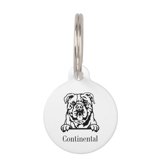 Placa Para Mascotas Etiqueta de nombre personalizada del Bulldog conti (Anverso)
