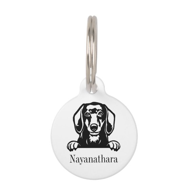 Placa Para Mascotas etiqueta de nombre personalizada para perro dachsh (Anverso)