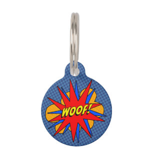 Placa Para Mascotas Etiqueta de perro con brote de historietas de Woof