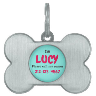Placa Para Mascotas Etiqueta de perro con forma de hueso