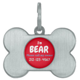 Placa Para Mascotas Etiqueta de perro con forma de hueso