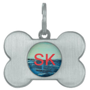 Placa Para Mascotas Etiqueta de perro costero con arte de playa origin