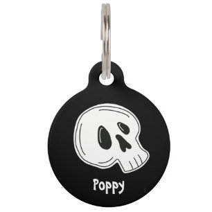 Placa Para Mascotas Etiqueta de perro de cráneo, espeluznante etiqueta