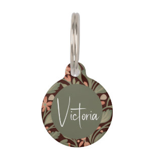 Placa Para Mascotas Etiqueta de perro de estilo vintage de artes botán
