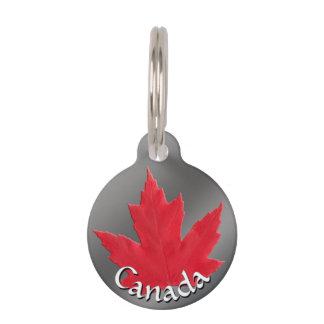 Placa Para Mascotas Etiqueta de perro de hoja de arce de Canadá Etique