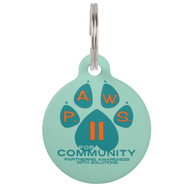 Placa Para Mascotas Etiqueta de perro de PAWS4Community (Anverso)