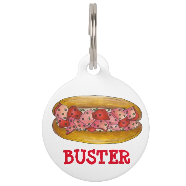 Placa Para Mascotas Etiqueta de perro de sandwich de langosta de lango (Anverso)