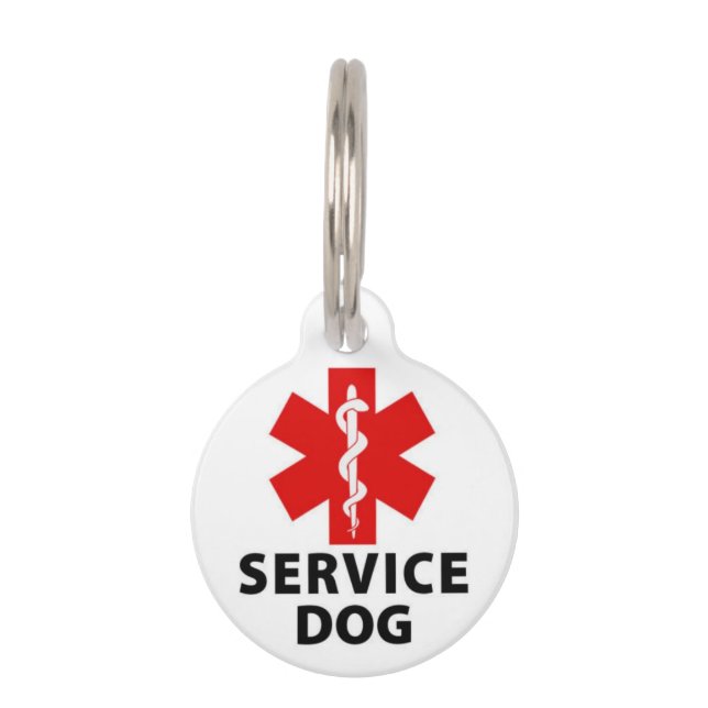 Placa Para Mascotas Etiqueta de perro de servicio (Anverso)