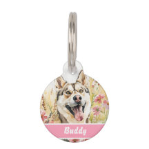 Etiqueta de perro Husky - acuarela de identificaci