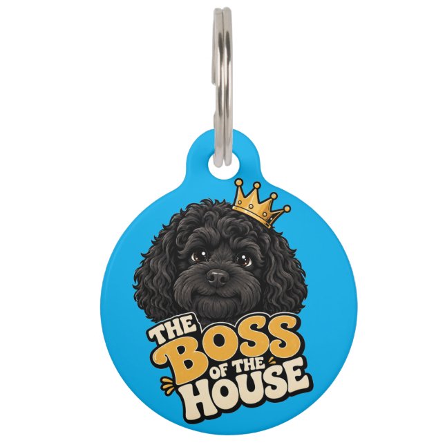 Placa Para Mascotas Etiqueta de perro Jefe de la Casa (Anverso)