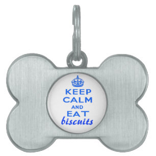 Placa Para Mascotas Etiqueta De Perro "Mantén La Calma Y Comes Biscuit