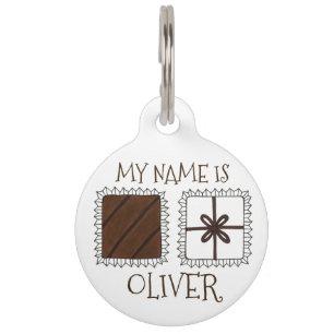 Placa Para Mascotas Etiqueta de perro Mascota de caramelo de chocolate