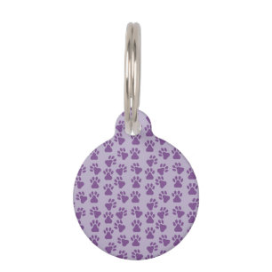 Placa Para Mascotas Etiqueta de perro morado de las huellas digitales