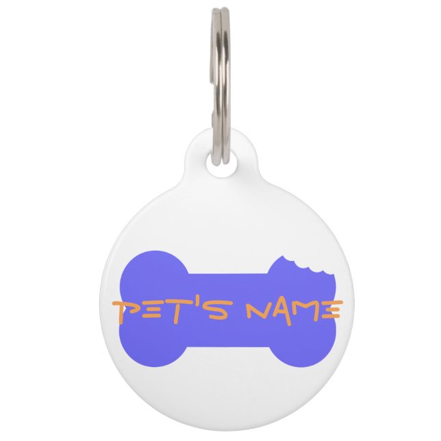 Placa Para Mascotas Etiqueta de perro personalizada de hueso masticado (Anverso)