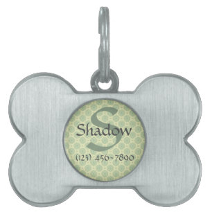 Placa Para Mascotas Etiqueta de perro personalizada Sage Green Circle