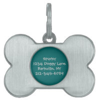 Etiqueta de perro personalizada (verde azulada)