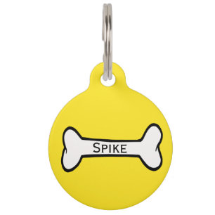 Placa Para Mascotas Etiqueta de perro Personalizado amarillo óseo