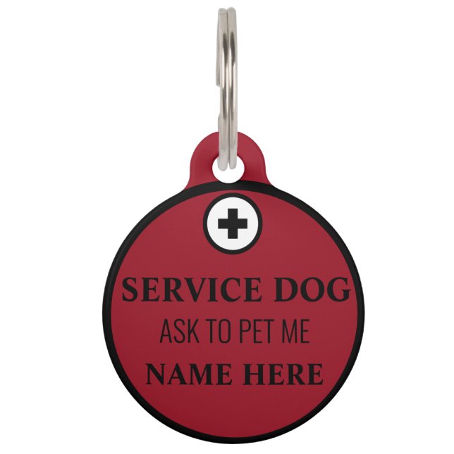 PLACA PARA MASCOTAS ETIQUETA DE PET DE PERRO DE SERVICIO (Anverso)