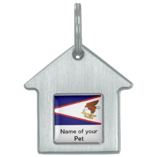 Placa Para Mascotas Etiqueta del mascota con la bandera de American