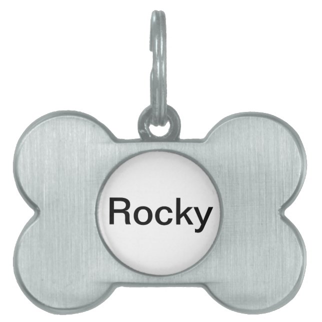 Placa Para Mascotas etiqueta del mascota con "Rocky " (Frente)