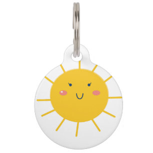 Placa Para Mascotas Etiqueta del mascota con Sun amarillo