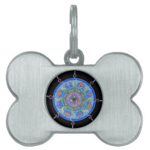 Placa Para Mascotas Etiqueta del mascota de la rueda de Dharma