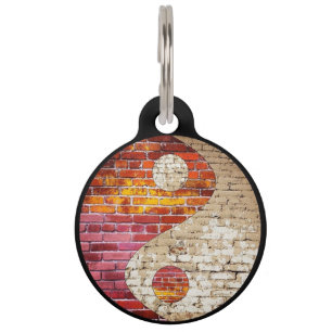 Placa Para Mascotas Etiqueta del mascota de Yin Yang del ladrillo