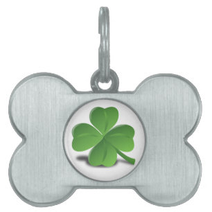 Placa Para Mascotas Etiqueta del mascota del trébol del trébol del d