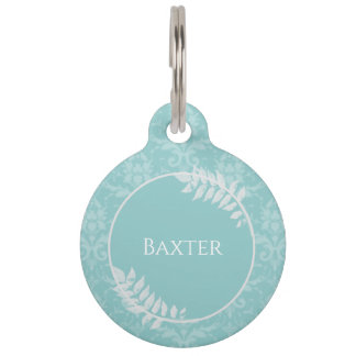 Placa Para Mascotas Etiqueta elegante verde azulada de mascara redonda