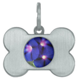 Placa Para Mascotas Etiqueta floral púrpura del mascota