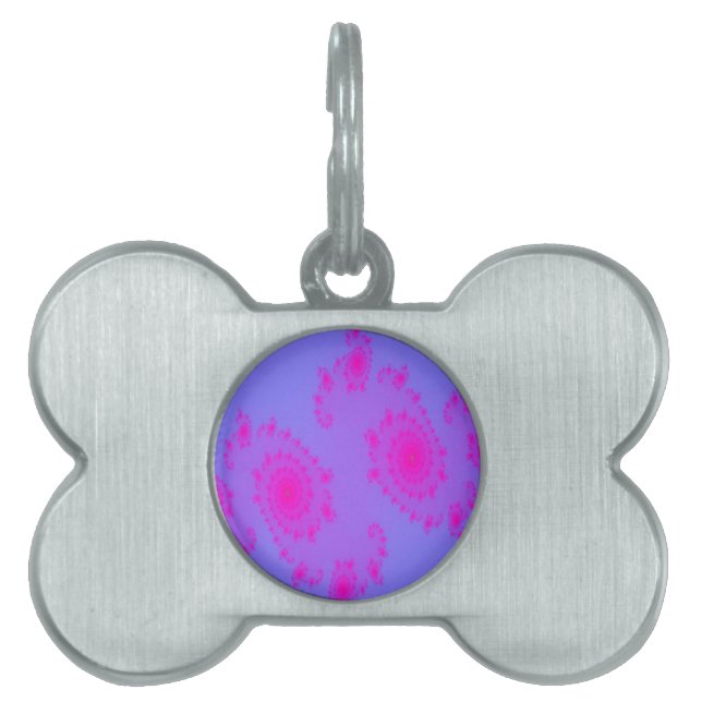 Placa Para Mascotas Etiqueta Fractal Pet de Estornudo Rosa (Frente)
