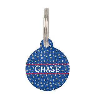 Placa Para Mascotas Etiqueta Gold Star American Round Pet