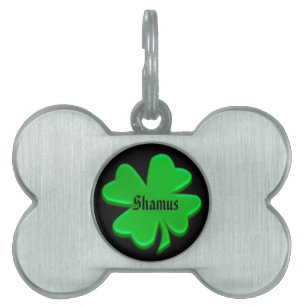 Placa Para Mascotas Etiqueta irlandesa verde del mascota del trébol