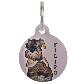 Placa Para Mascotas Etiqueta linda del schnauzer