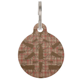 Placa Para Mascotas Etiqueta mascota grande de alce de seda marrón rug