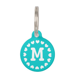 Placa Para Mascotas Etiqueta mascota monogramada con corazones para pe